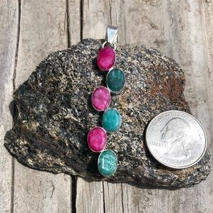 New Pendant 925 with real rubies and emeralds